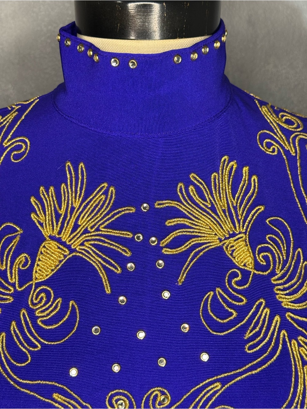 🐴 Your Wildest Dreams Royal Blue & Gold Equestrian Show Bodysuit | Size M - Picture 3 of 9
